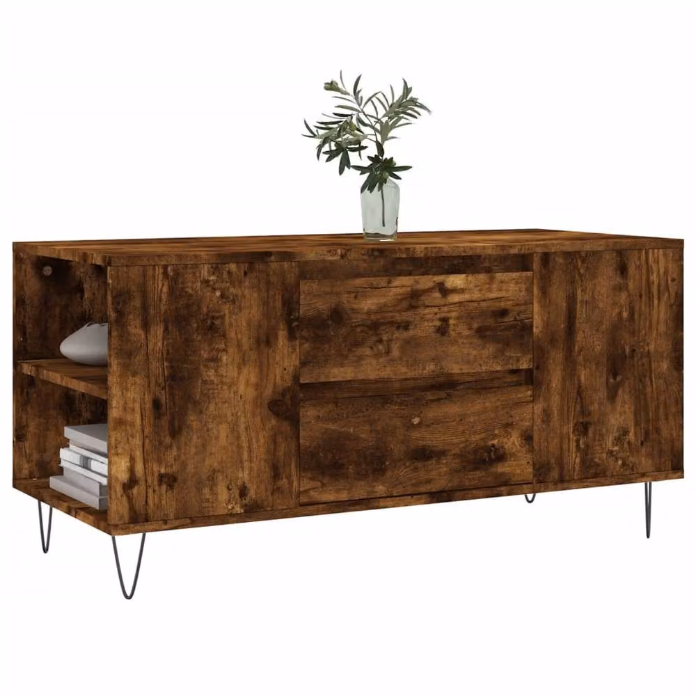 Berkfield Home Smoked Oak Coffee Table in Brown, W/D/H: 102 x 44.5 x 50 cm – 2