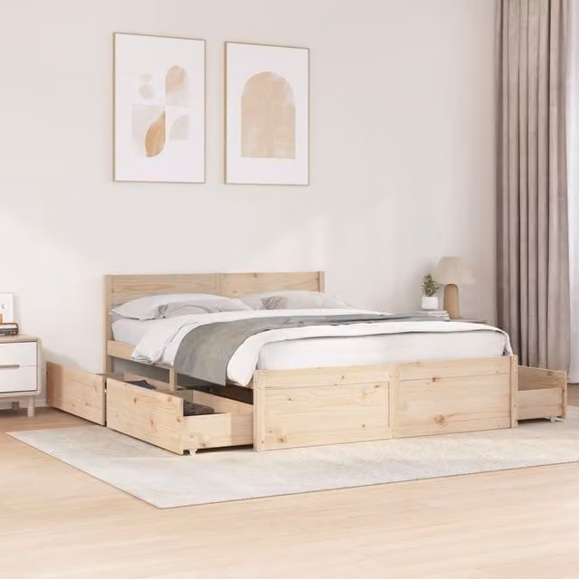Berkfield Home Solid Wood Pine Bed Frame in Brown, W/D/H: 140 x 200 cm