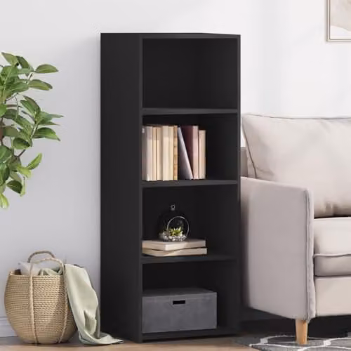 vidaXL Minimalist Black Highboard in MDF and Wood, W/D/H: 45 x 41 x 124 cm – 2