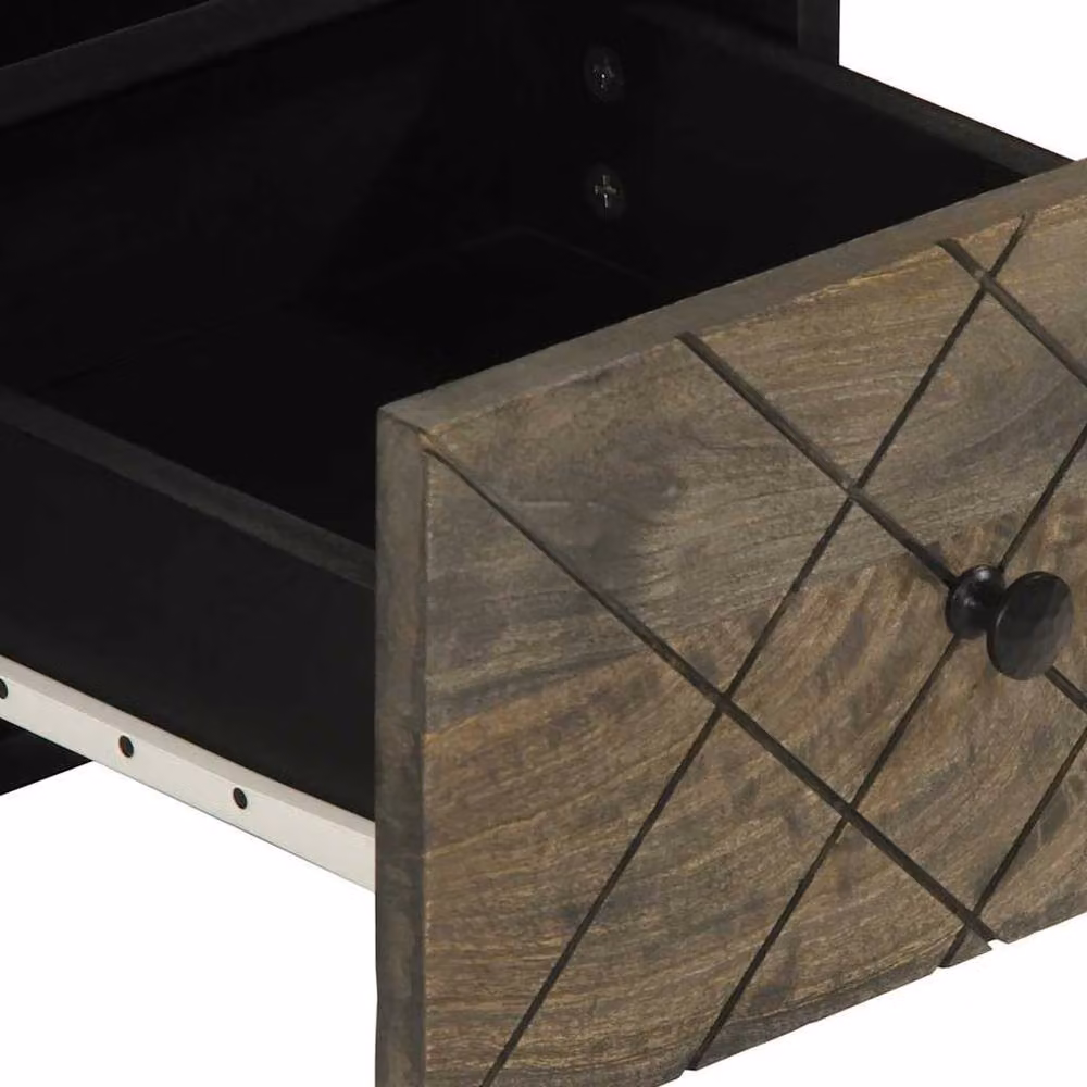Berkfield Home Black Mango Wood TV Cabinet W/D/H: 70 x 33 x 46 cm – 4