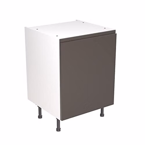 Kitchen Kit Flatpack Base Cabinet with J-Pull Doors in Graphite Matt Grey, W/D/H: 60 x 60 x 87 cm