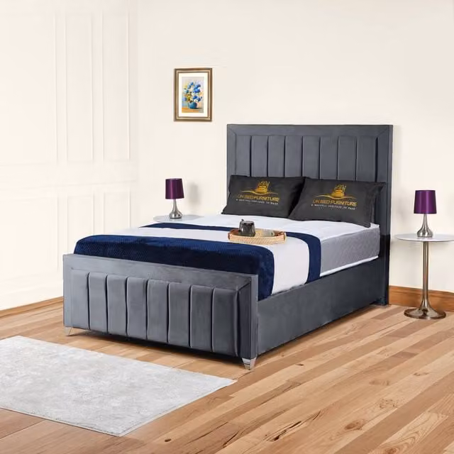 UK Bed Furniture Siarra Ottoman Gas Lift Upholstered Velvet Bed in Anthracite Grey, W/D/H: 120 x 200 cm – 1