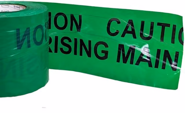 Pegdev Detectable Underground Rising Main Tape, 150mm, Green, 25m