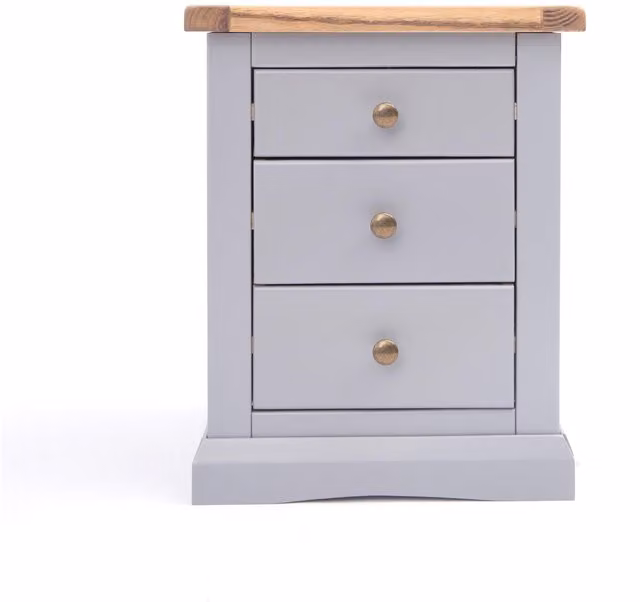 Cabinet Bits Rocca 3 Drawer Bedside Table in Grey Ash Wood