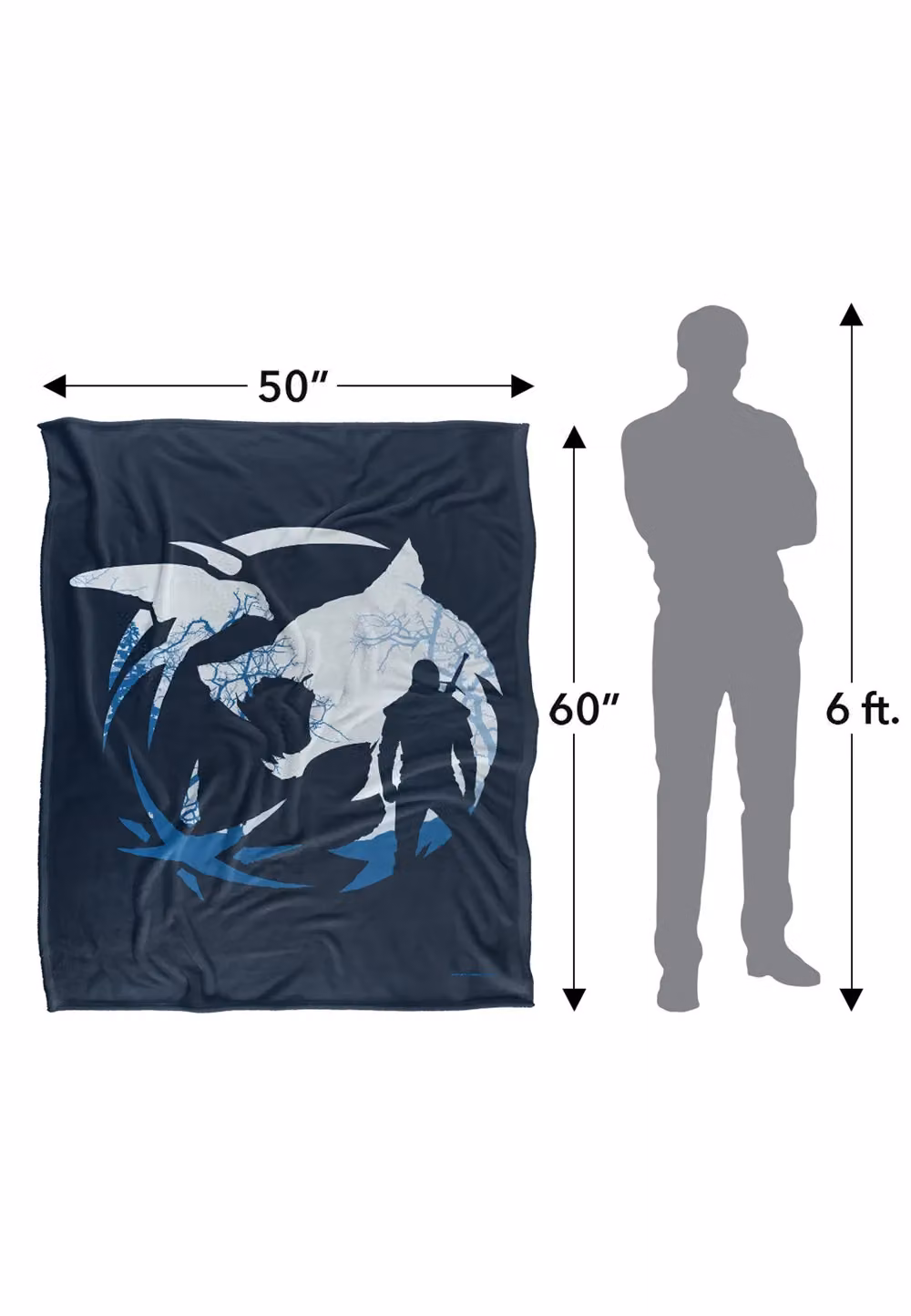 The Witcher Logo Silhouette Super Soft Fleece Throw Blanket, White, W/D/H: 152 x 127 cm – 8