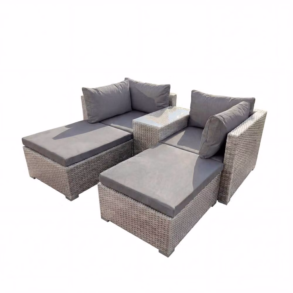 Artemis Home Bastia 5 Piece L-Shape Outdoor Seating and Table Set in Grey – 2