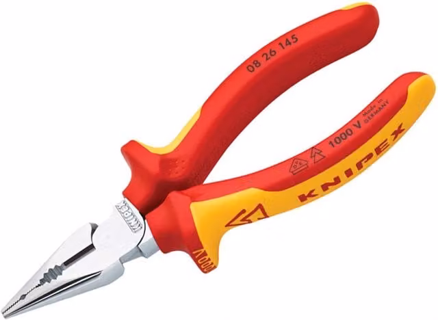 Knipex VDE High Leverage Long Nose Pliers in Red and Multicolour, 145 mm