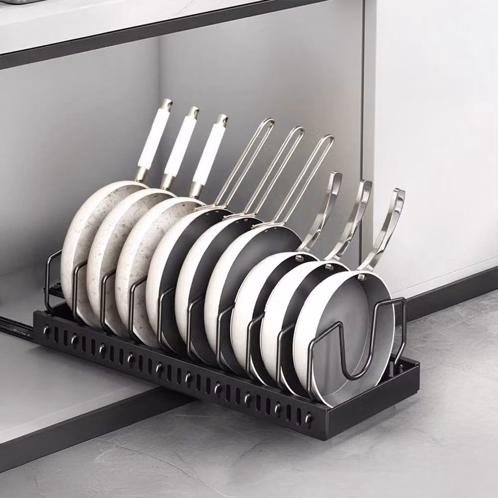 FORGEVIO Black Metal Expandable Kitchen Cabinet Divider for Saucepan, Pot and Lid Organisation – 2