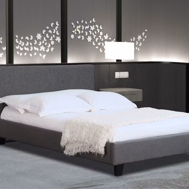 Comfy Living Modern Upholstered Gas Lift Ottoman Bed Frame in Dark Grey, W/D/H: 90 x 190 cm