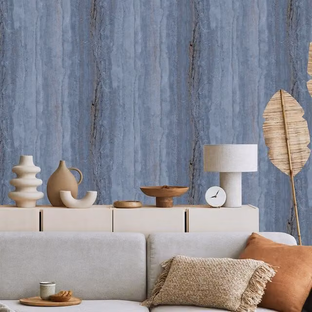 Debona Abstract Modern Wallpaper in Blue, Gold, Grey and Green