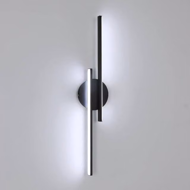 COMELY Modern LED Wall Light, 24W Round Up and Down Lamp in Black with 6500K Cool White Light