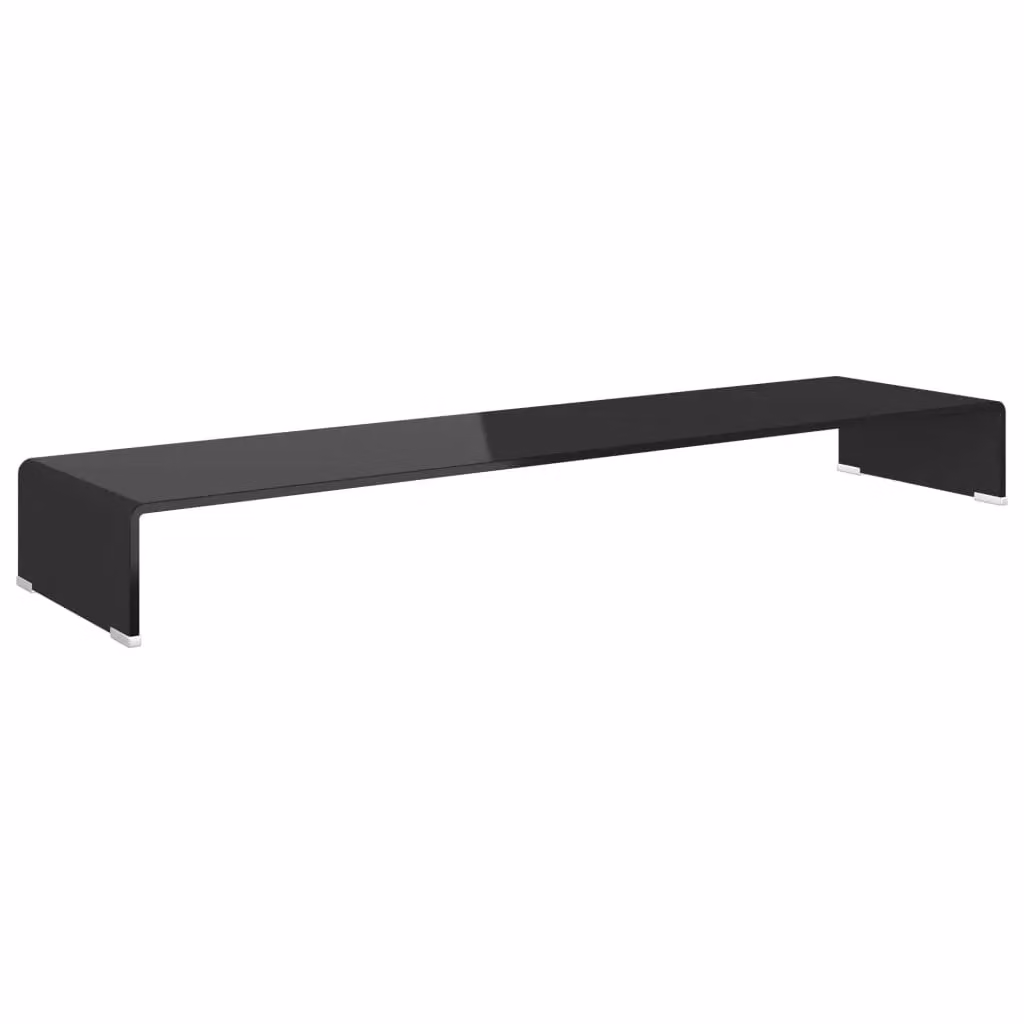 Berkfield Home Black Glass TV Stand and Monitor Riser, W: 120 cm, D: 30 cm, H: 13 cm – 2