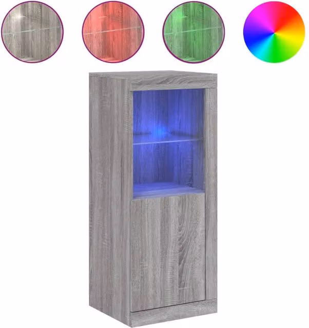 Berkfield Home Modern Grey Sideboard with Integrated LED Lights, W/D/H: 41 x 37 x 100 cm – 1