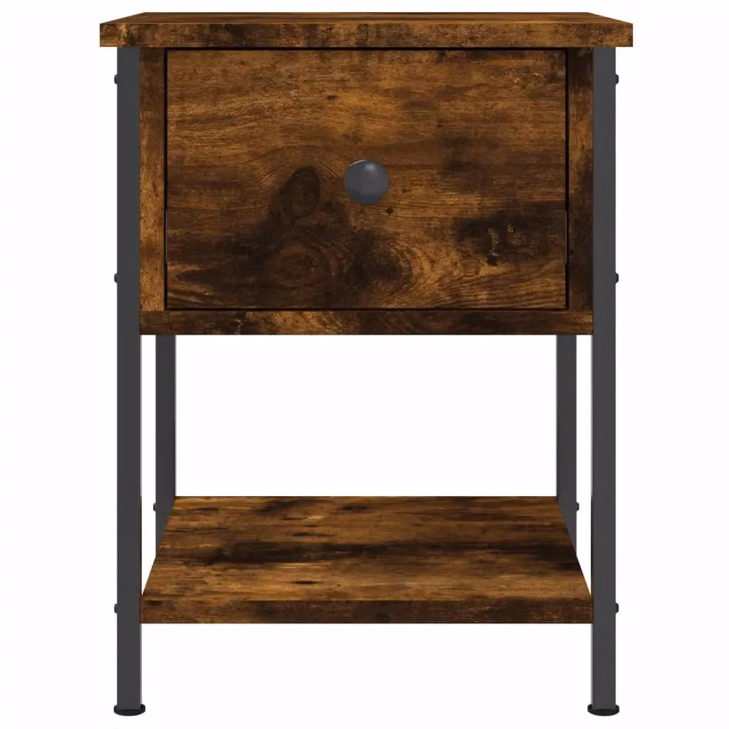 Berkfield Home Smoked Oak Bedside Table in Brown, W/D/H: 34 x 35.5 x 45 cm – 5