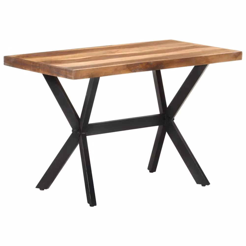 Berkfield Home Sturdy Rectangular Dining Table in Brown with Honey Finish, Solid Acacia and Rubberwood, W/D/H: 120 x 60 x 75 cm – 2