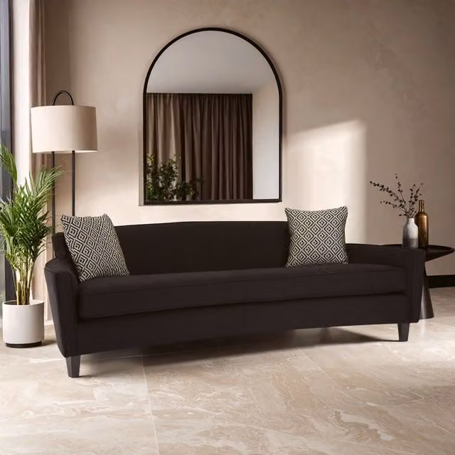 Orsina Mid Century 3 Seat Black Fabric Sofa – 2