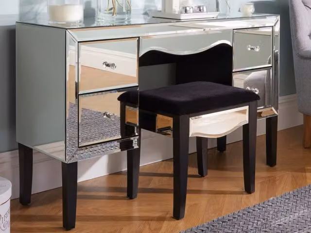 Birlea Palermo 4 Drawer Mirrored Dressing Table in Silver