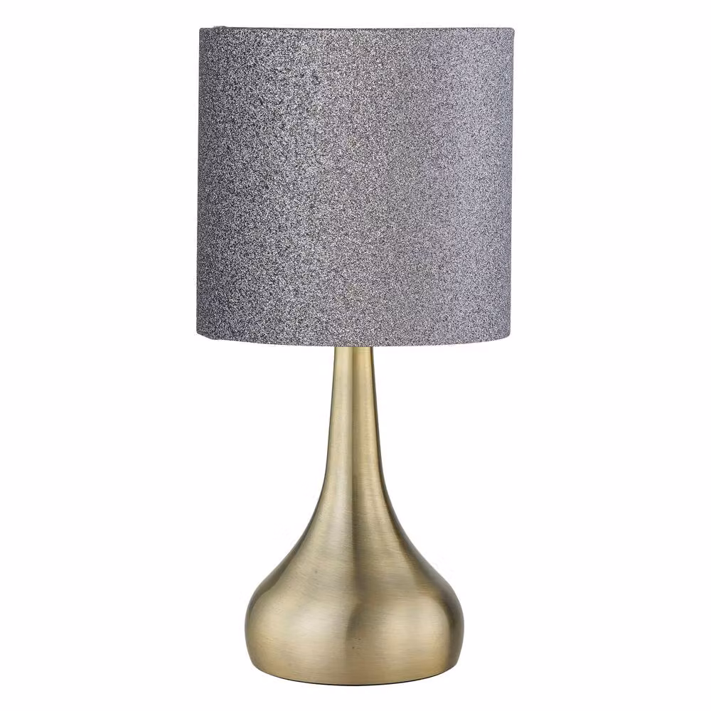 First Choice Lighting Romana Set of 2 Antique Brass Touch Table Lamps with Bronze Fabric Cylinder Shades – 2