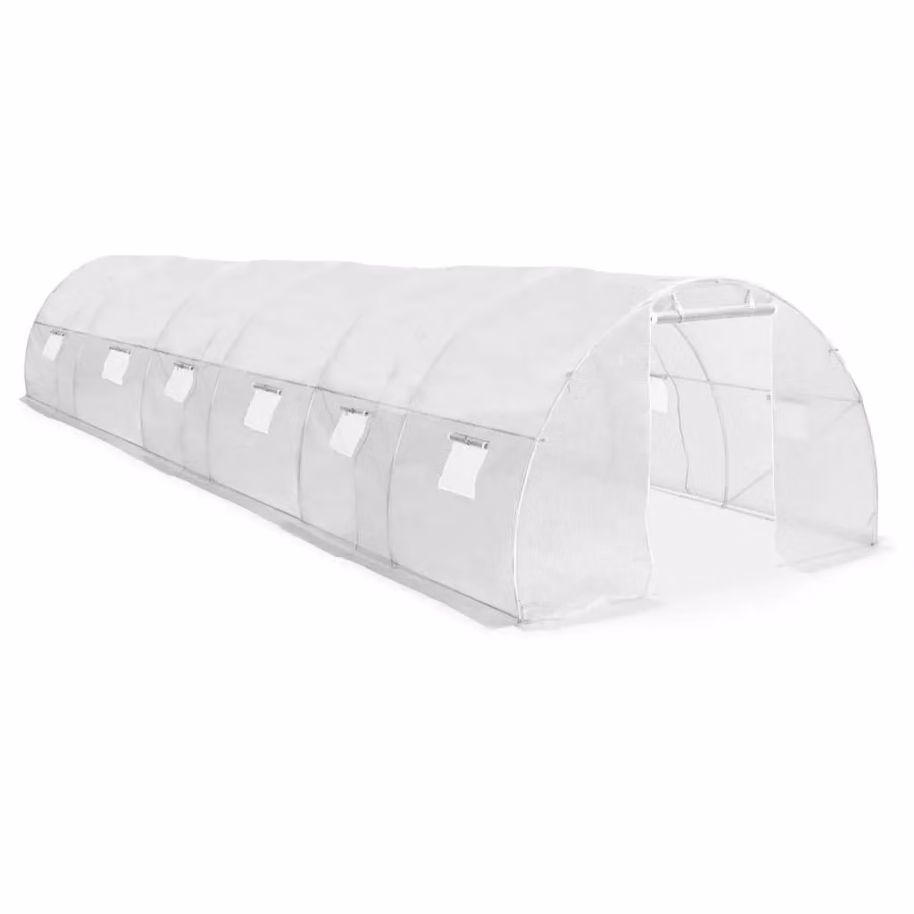 Berkfield Home White Freestanding Greenhouse with Galvanised Steel Frame, W/D/H: 900 x 300 x 200 cm – 2