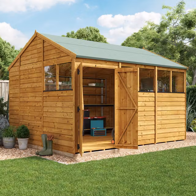 BillyOh Switch Overlap Apex Wooden Garden Shed with Window in Brown