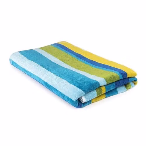 Allure Bath Fashions Striped Velour Cotton Beach Towel in Blue and Green, W/H: 70 x 150 cm – 1