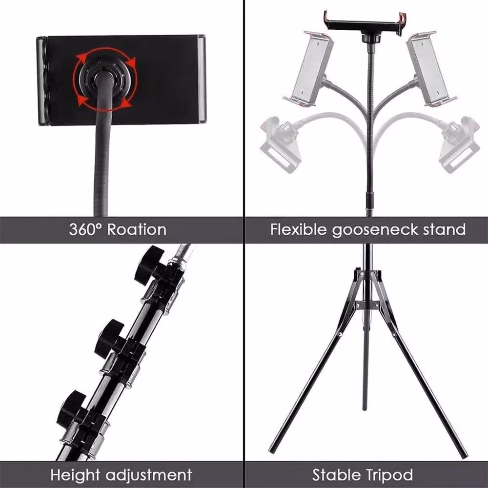 FLAVORA Heavy Duty Flexible Phone Tripod Stand, Black, Height: 170 cm – 2