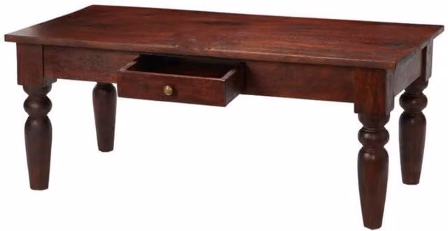 IH Design Mardig Rectangular Mango Wood Coffee Table in Brown with Drawer – 1