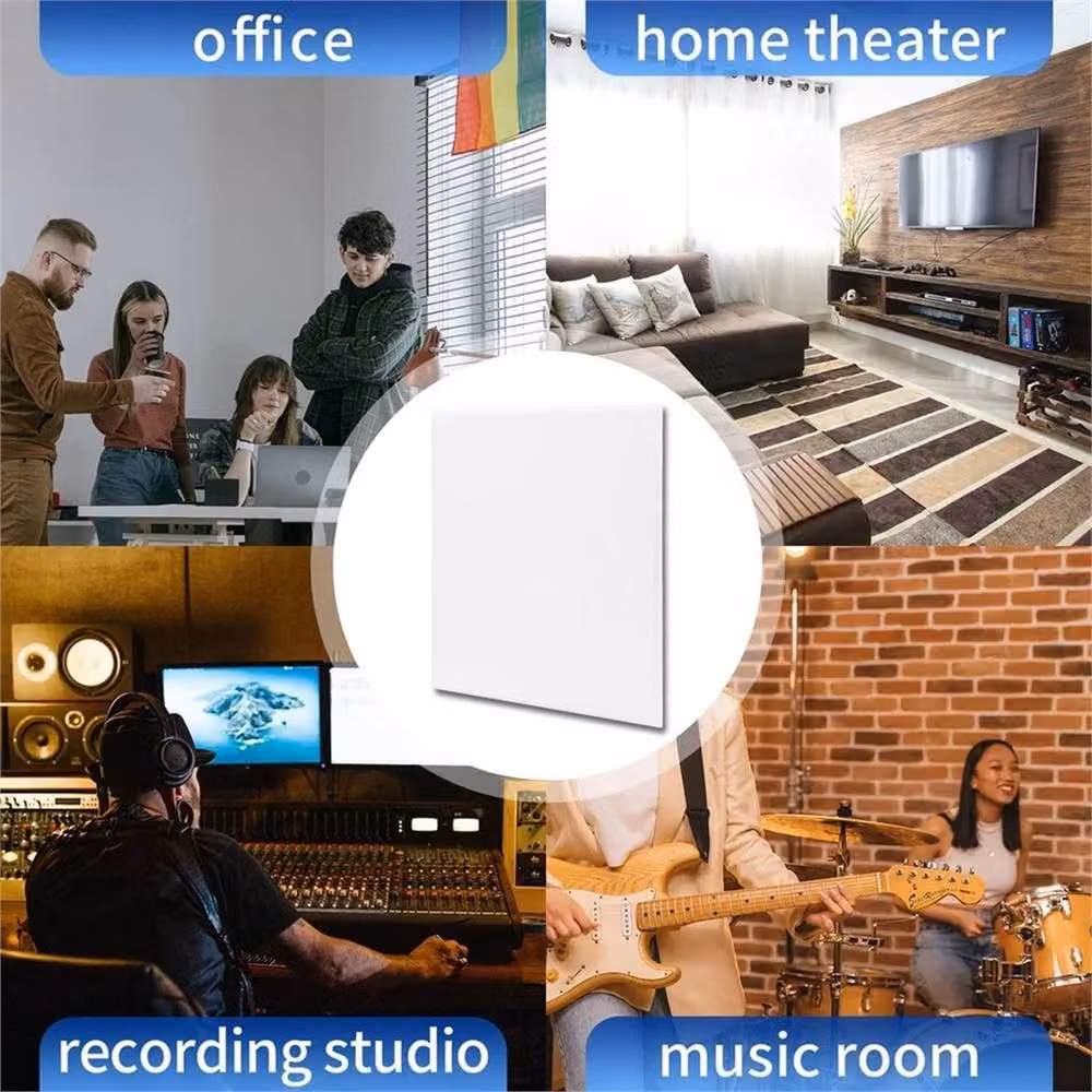 PAWNORA Self-Adhesive Felt Acoustic Panels, 12 Pack, White, Plain – 3