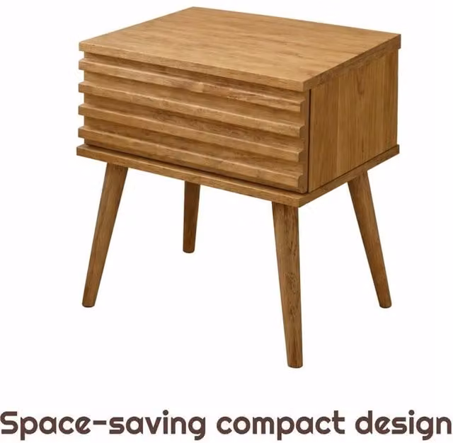 FORGEVIO Mango Wood 1 Drawer Nightstand Bedside Side Table in Natural Brown – 1