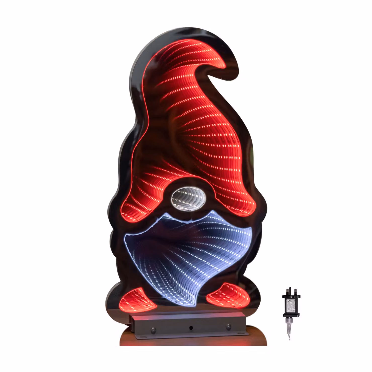 Samuel Alexander 40cm LED Infinity Christmas Gonk Light Decoration with Red Hat and Metal Stand – 2