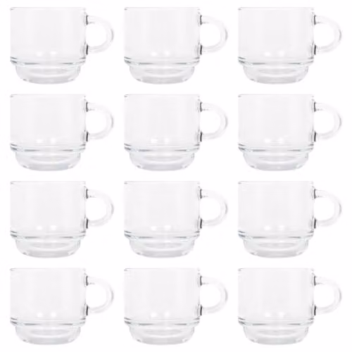 LAV Cozy Stacking Glass Espresso Cups, 90ml, Pack of 12, Transparent – 1