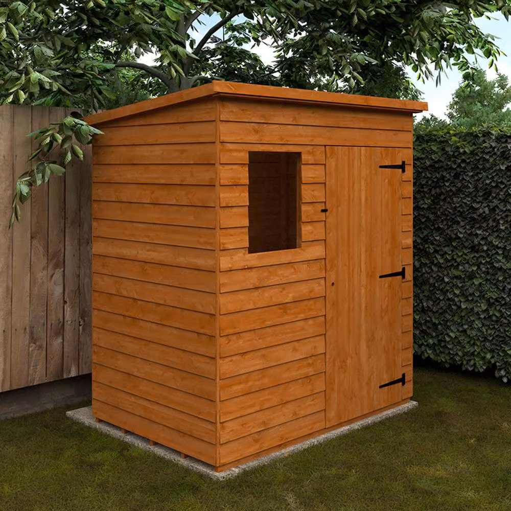 Buttercup Farm Budget Pent Wood Shed in Orange, W: 182.88 cm, D: 121.92 cm, H: 182.88 cm – 2