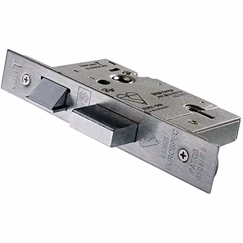 Loops 64mm 5 Lever BS Rated Sashlock with Square Forend in Silver Satin Steel
