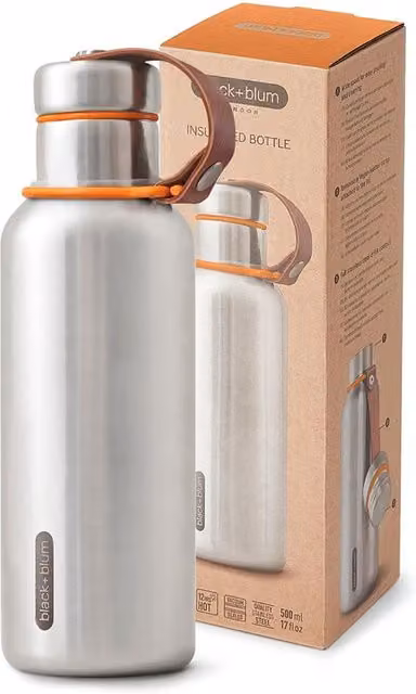 Black + Blum Insulated Water Bottle, 500ml, Orange and Brown
