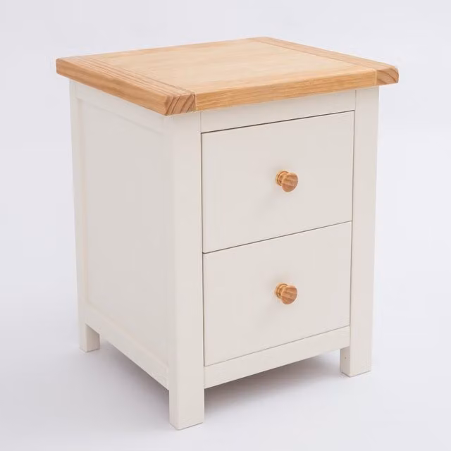 Cabinet Bits White and Waxed Pine Modern Bedside Cabinet