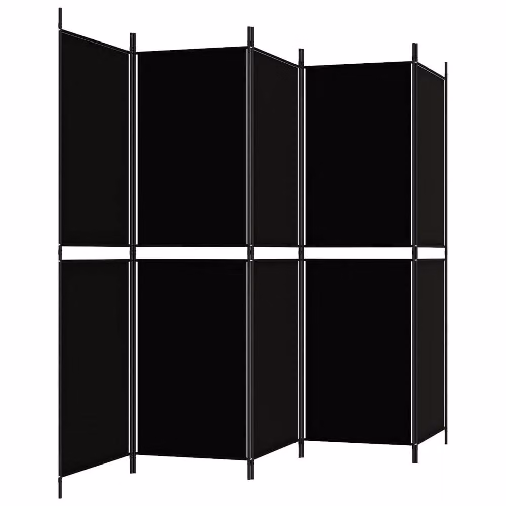 Berkfield Home 5-Panel Fabric Room Divider, Black, W: 250 cm, H: 180 cm – 4