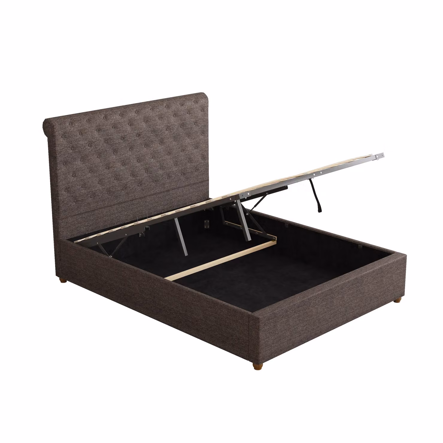 Aspire Taylor Ottoman Storage Bed Frame in Charcoal Saxon Twill Fabric, Double (140 x 200 cm) – 4
