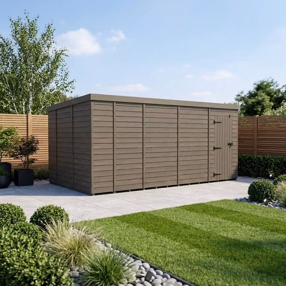 Buttercup Farm Grey Composite Pent Garden Shed with Single Door and No Windows, W: 518.16 cm, D: 305 cm, H: 210 cm – 2