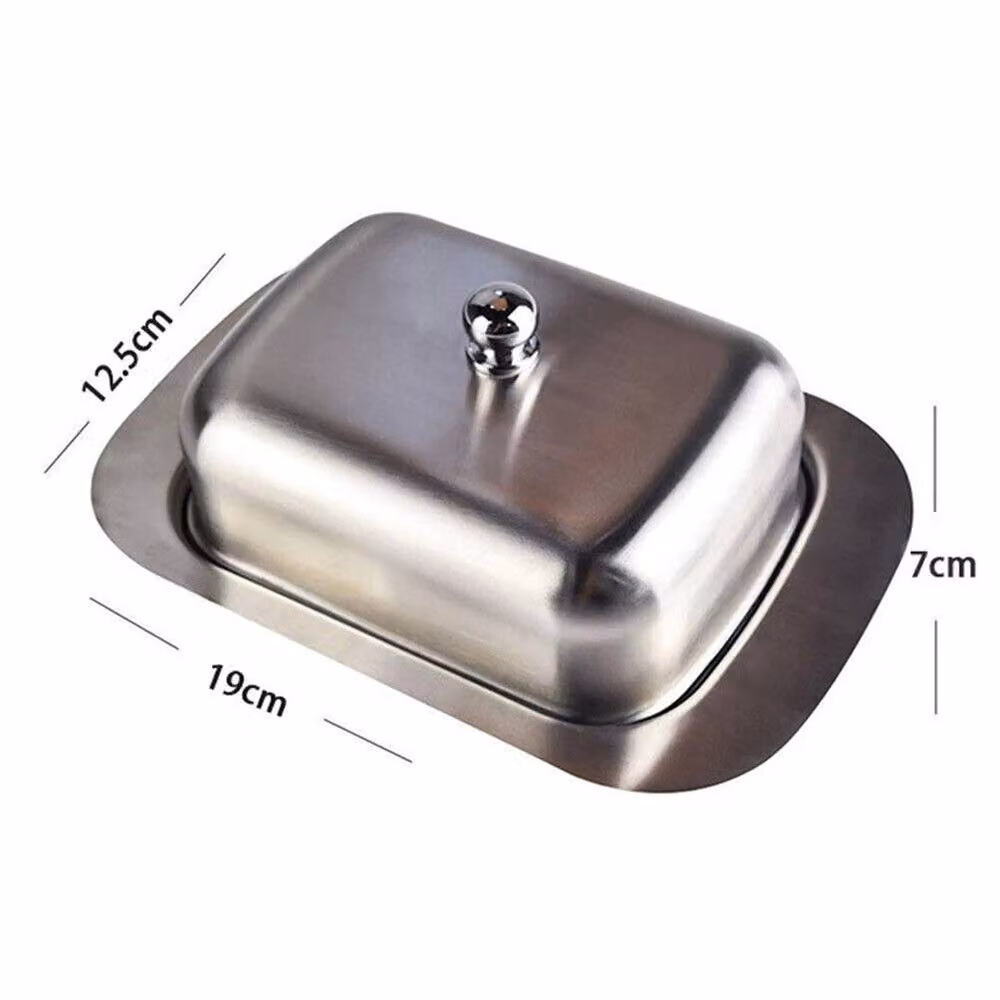 VOGREX Stainless Steel Butter Dish with Lid in Silver – 2