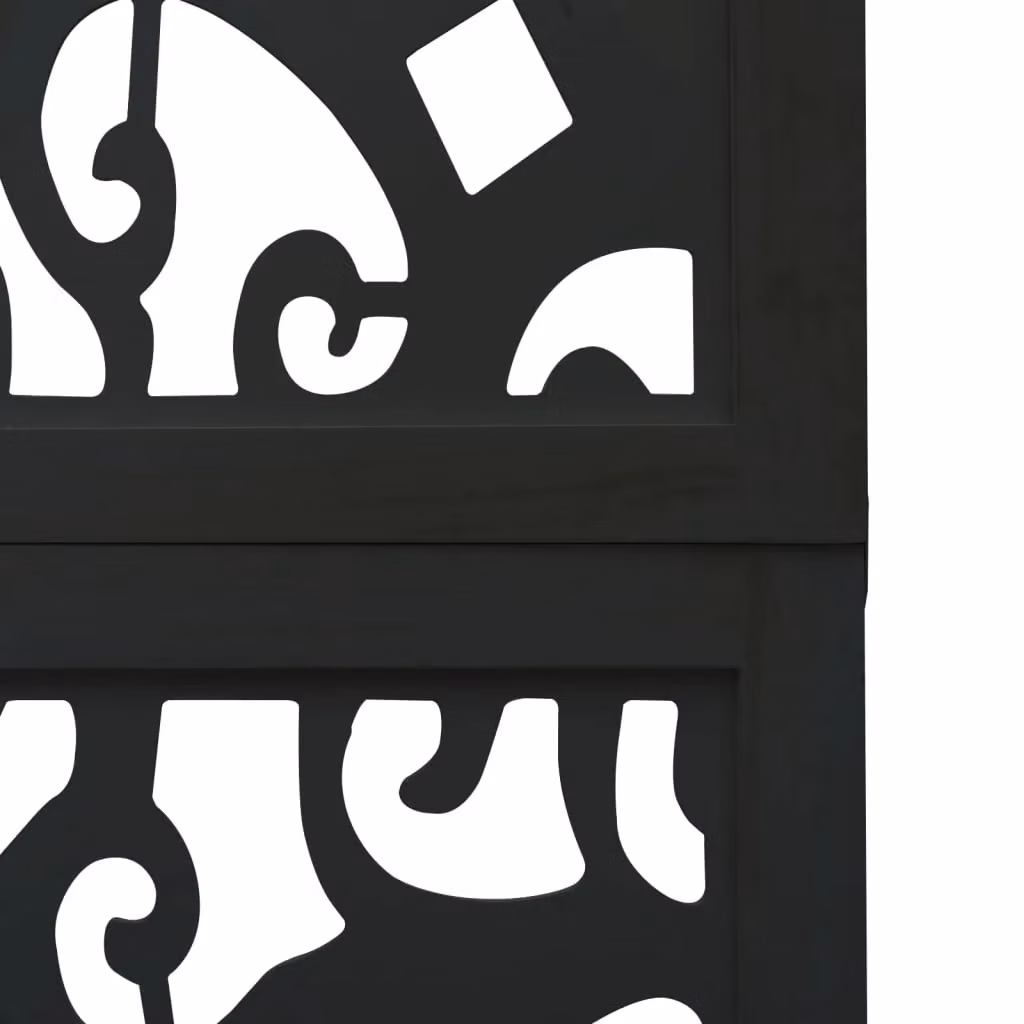Berkfield Home 5-Panel Black Solid Paulownia Wood Room Divider – 5
