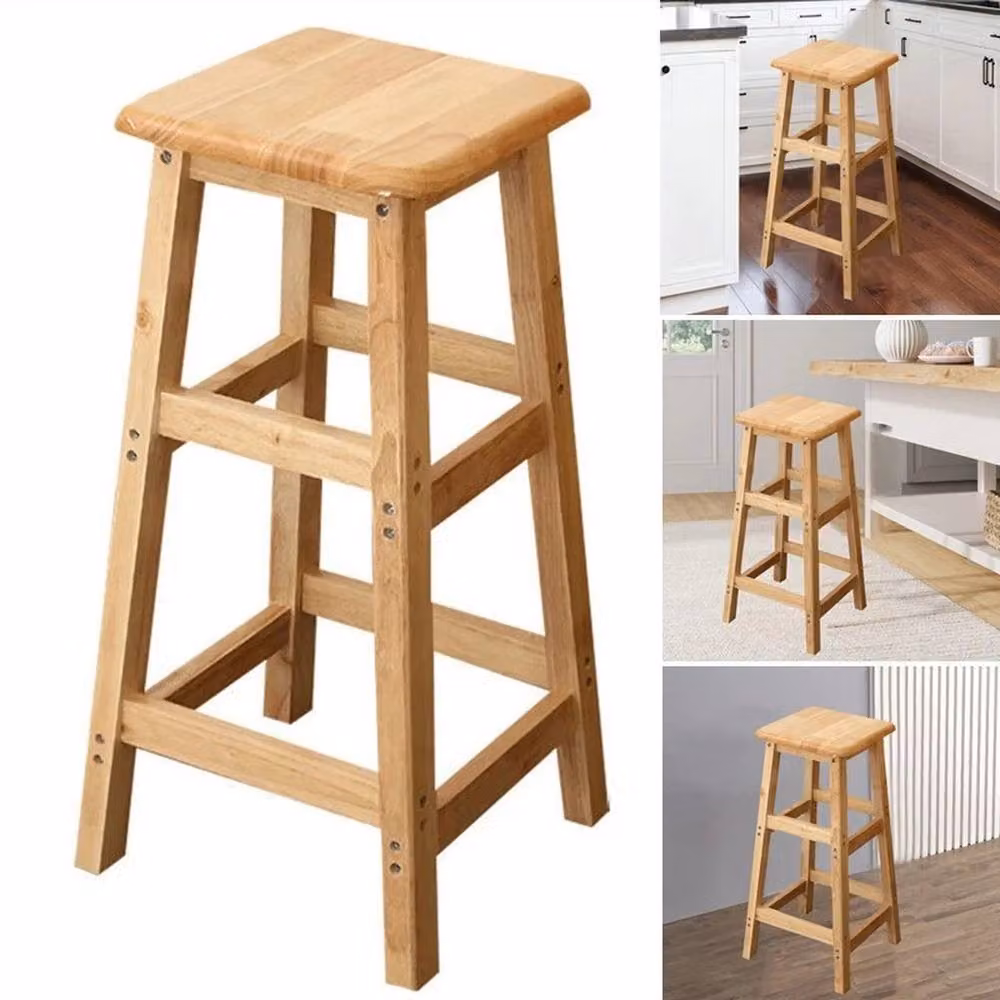 Havendro Natural Wooden Square Bench for Kitchen and Bar Use – 3