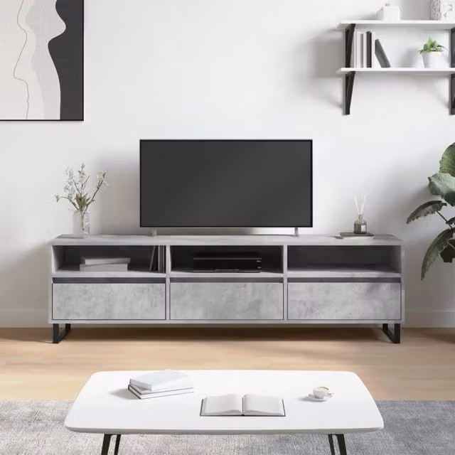 Berkfield Home Industrial TV Cabinet in Grey, W: 150 cm, D: 44.5 cm, H: 44.5 cm – 1