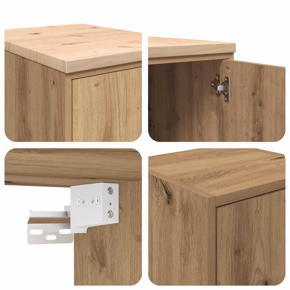 Berkfield Home Set of 2 Wall Mounted Garage Cabinets in Artisan Oak Brown Engineered Wood – 3
