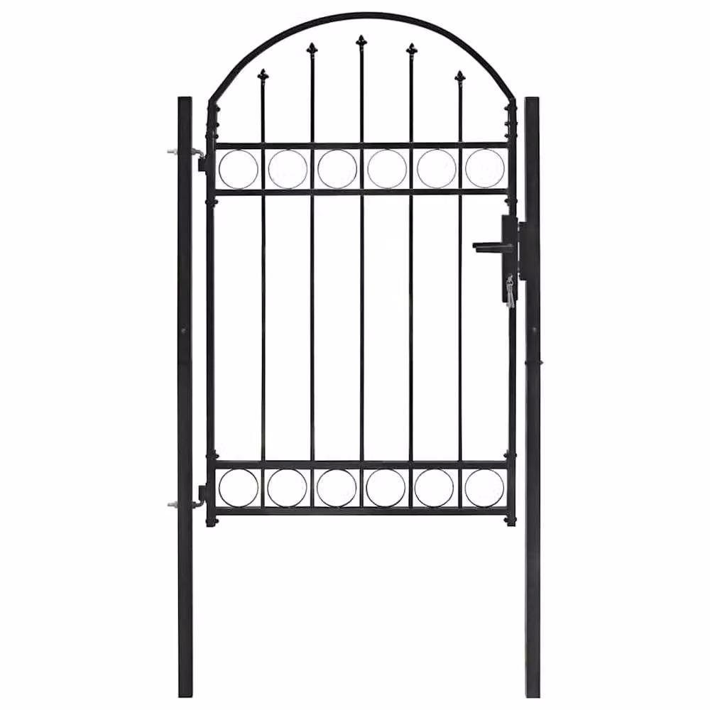 Berkfield Home Arched Top Steel Fence Gate, Black, W: 100 cm, H: 150 cm – 4