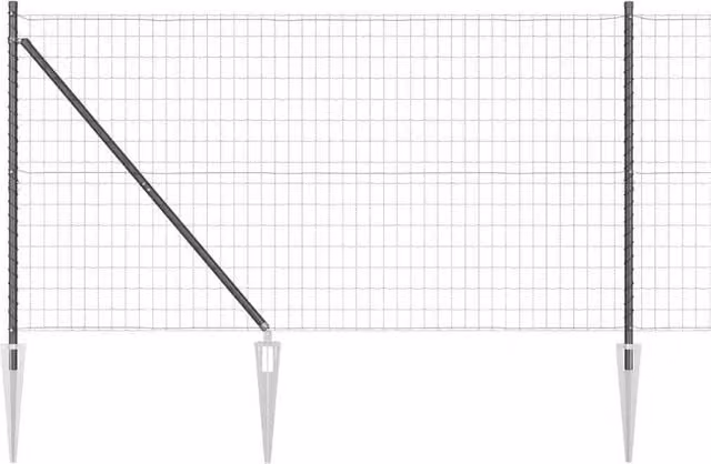Berkfield Home Euro Fence in Grey Galvanised Steel with 7 Spike Posts, W: 10 m, H: 1.4 m