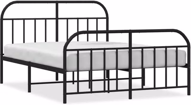 Berkfield Home Metal Bed Frame with Headboard and Footboard, Black, W/D/H: 140 x 190 cm