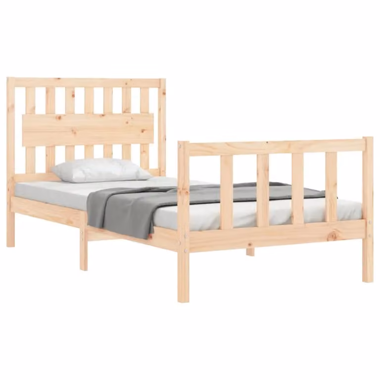 Berkfield Home Rustic Solid Pine Bed Frame with Headboard, Brown, W: 100 cm, L: 200 cm