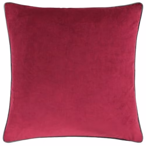 Furn Meridian Velvet Square Cushion in Red and Brown, W/D/H: 45 x 45 x 45 cm