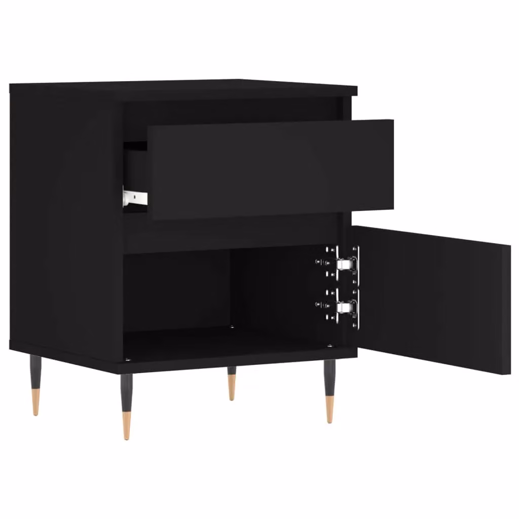 Berkfield Home Modern Black Bedside Cabinet W/D/H: 40 x 35 x 50 cm – 4