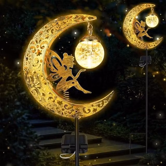 SPETLEK Solar LED Moon Light in Gold for Garden and Patio Decor – 1